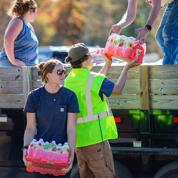 Students helping in community outreach
